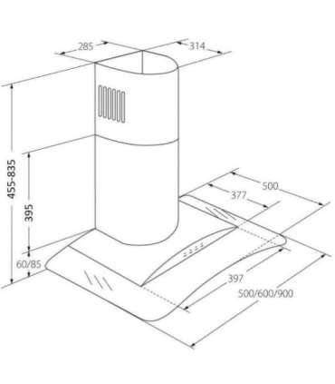 Chimney Hood Akpo WK-4 Largo Eco 60 Wall-mounted Black