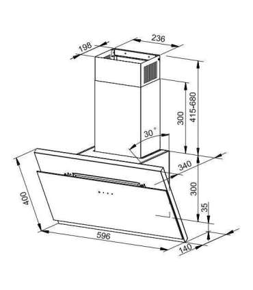 Wall-mounted hood MPM-60-OM-43 595 m3/h, Black