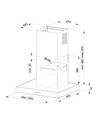 Wall-mounted hood MAAN Komoda Neo 60 610 m3/h, Black