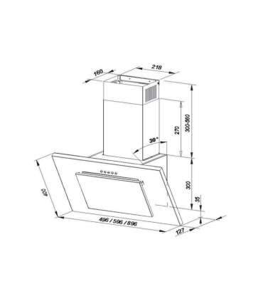 MAAN Vertical 2 90 305 m3/h Wall-mounted canopy, Black