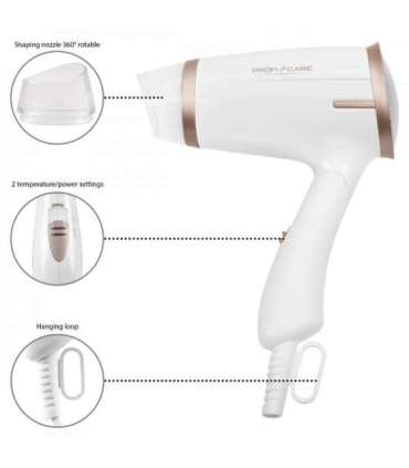 ProfiCare PC-HT 3009 1400 W Champagne, White