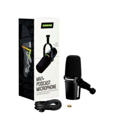 Shure MV7+-K - Lecture/vocal microphone with XLR/USB-C connector, black