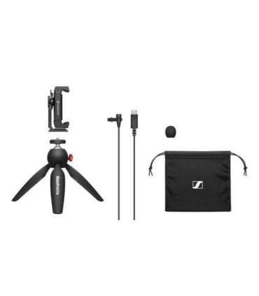Sennheiser XS LAV USB-C Mobile Kit - lavalier microphone with USB-C connector, with tripod and Manfrotto smartphone