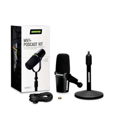 Shure MV7+-K-BNDL - lectern/vocal microphone with XLR/USB-C connector, black + desk stand GATOR