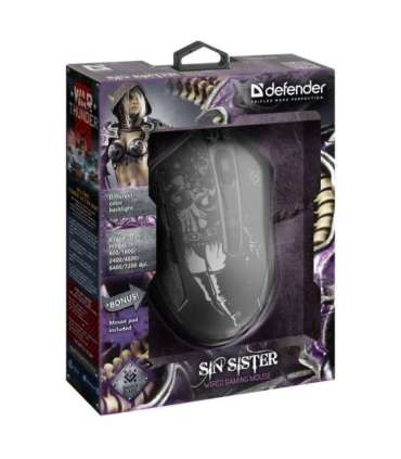 Gaming, optic, wired mouse  DEFENDER GM-933 SIN'SISTER 7200dpi 6P RGB