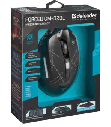 Defender Forced GM-020L mouse Gaming Ambidextrous USB Type-A Optical 3200 DPI