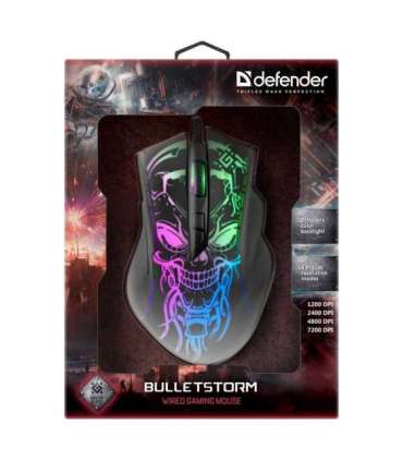 Gaming, optic, wired mouse  DEFENDER GM-928 BULLETSTORM 7200dpi 7P illuminate