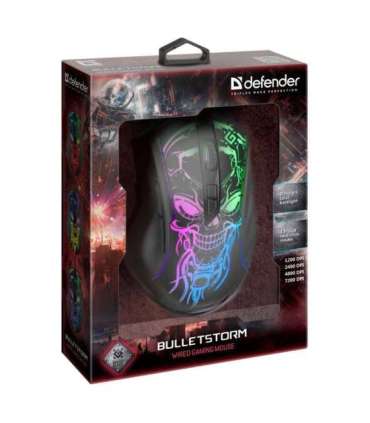 Gaming, optic, wired mouse  DEFENDER GM-928 BULLETSTORM 7200dpi 7P illuminate