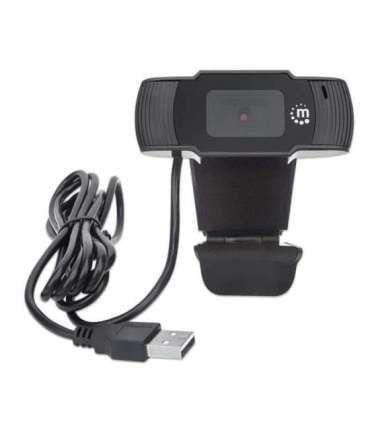 Manhattan USB Webcam, Two Megapixels (Clearance Pricing), 1080p Full HD, USB-A, Integrated Microphone, Adjustable Clip