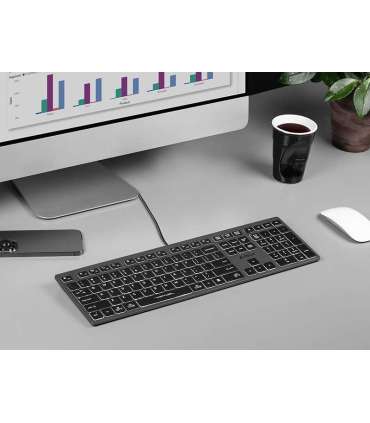 A4Tech FSTYLER FX60H (White Backlit) keyboard USB QWERTY Black, Grey