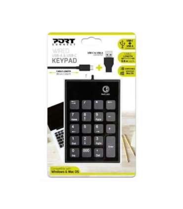 Port Designs 900801 numeric keypad Notebook USB Black, Grey