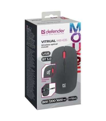 MOUSE DEFENDER VITRUAL MB-635 RF+BT SILENT 1600dpi 4P