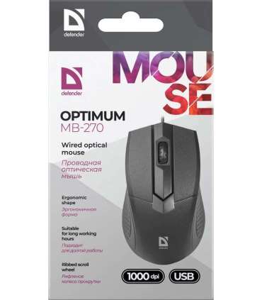 Defender Optimum MB-270 mouse Office Right-hand USB Type-A Optical 1000 DPI