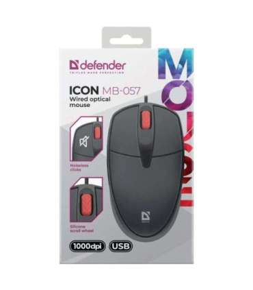 MOUSE DEFENDER ICON MB-057 OPTICAL 1000dpi 3P BLACK SILENT CLICK