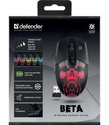 Defender Beta GM-707L mouse Gaming Right-hand RF Wireless Optical 1600 DPI