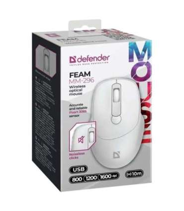 MOUSE DEFENDER FEAM MM-296 RF SILENT WHITE