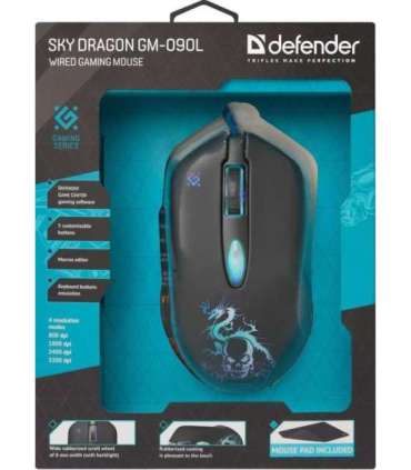 Defender GM-090L mouse Right-hand USB Type-A Optical 3200 DPI