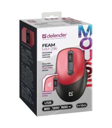 MOUSE DEFENDER FEAM MM-296 RF SILENT RED
