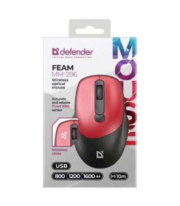 MOUSE DEFENDER FEAM MM-296 RF SILENT RED