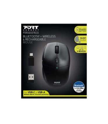 Port Designs 900715 mouse Right-hand RF Wireless + Bluetooth Optical 2400 DPI
