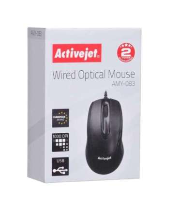 Activejet AMY-083 Mouse wired USB (optical 1000 DPI black)