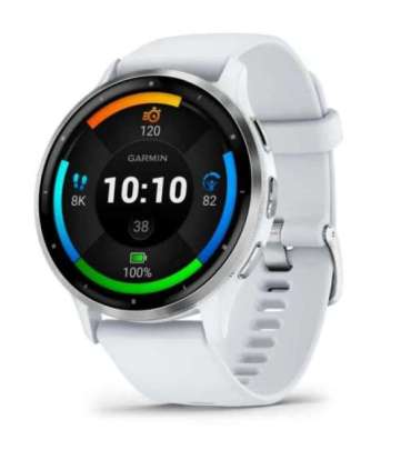 Garmin Venu 3 3.56 cm (1.4") AMOLED 45 mm Digital 454 x 454 pixels Touchscreen Silver, White Wi-Fi GPS (satellite)