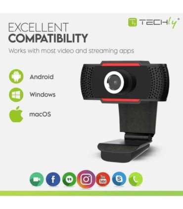 Techly I- -60T webcam 1920 x 1080 pixels USB 2.0 Black