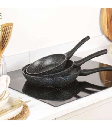 Salter BW11459BRMFOB Megastone Thermo Collar 3-Piece Frying Pan Set - 20/24/28cm