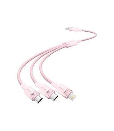 USB 2.0 A to 3in1 3A cable Vention CTPPG 1.5M (pink)