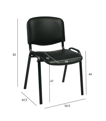 Стул для посетителей ISO 54,5x42,5xH82/47см, сиденье: кожзаменитель, цвет: чёрный, рама: чёрный