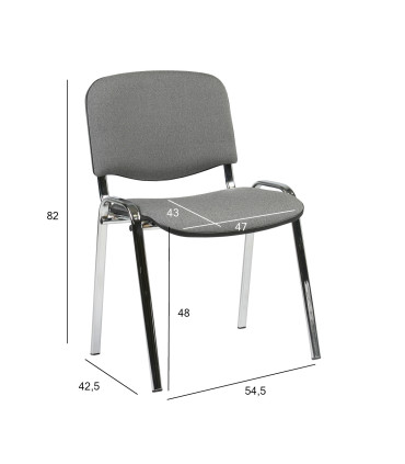 Стул для посетителей ISO 54,5x42,5xH82/47cм, сиденье: ткань, цвет: серый, рама: хром