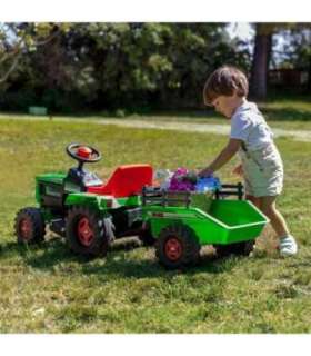 INJUSA Basic 6V akutoitega traktor + haagis