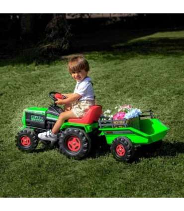 INJUSA Basic 6V akutoitega traktor + haagis