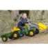 Rolly Toys RollyKid John Deere pedaaltraktor koos kopaga ja haagisega - roheline