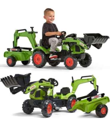 FALK traktor CLAAS Arion haagisega — kaevur, kopp + laadur. Sobib alates 2. eluaastast.