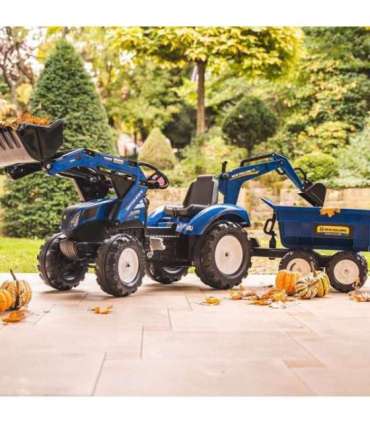 FALK New Holland pedaaltraktor, sinine, koos haagisega, alates 3. eluaastast