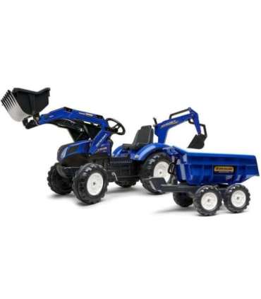 FALK New Holland pedaaltraktor, sinine, koos haagisega, alates 3. eluaastast