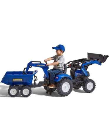 FALK New Holland pedaaltraktor, sinine, koos haagisega, alates 3. eluaastast