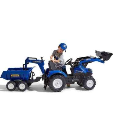 FALK New Holland pedaaltraktor, sinine, koos haagisega, alates 3. eluaastast