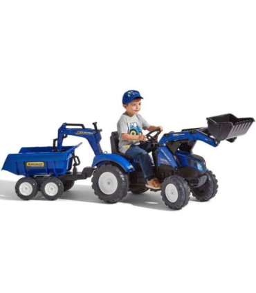 FALK New Holland pedaaltraktor, sinine, koos haagisega, alates 3. eluaastast