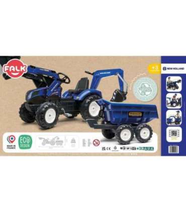FALK New Holland pedaaltraktor, sinine, koos haagisega, alates 3. eluaastast