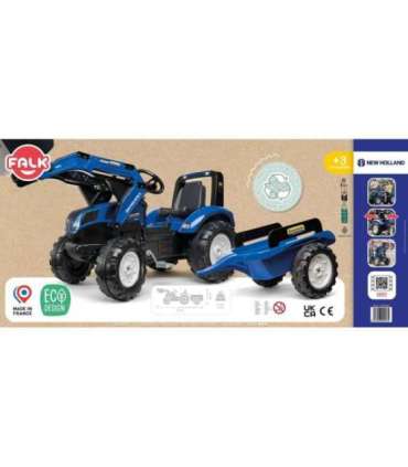 FALK New Holland sinine pedaaltraktor haagisega, sobib alates 3. eluaastast