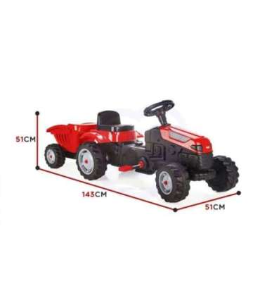 WOOPIE Farmer GoTrac MAXI pedaaltraktor koos haagisega — vaiksed rattad