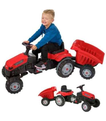 WOOPIE Farmer GoTrac MAXI pedaaltraktor koos haagisega — vaiksed rattad