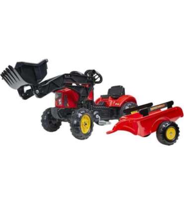 FALK Supercharger mängutraktor, punane, avaneva kapotiga, haagise ja koppiga, alates 2. eluaastast