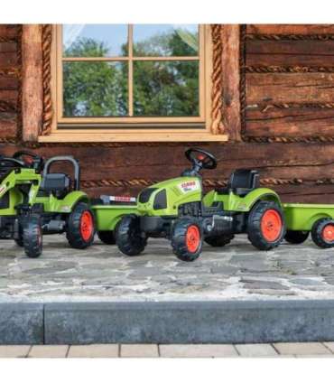 FALK Claas traktor roheline, pedaalidega, haagisega + sarv, alates 2. eluaastast