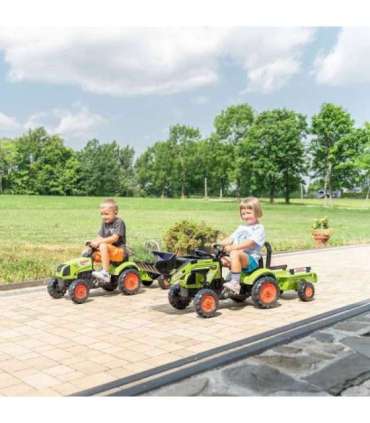 FALK Claas traktor roheline, pedaalidega, haagisega + sarv, alates 2. eluaastast