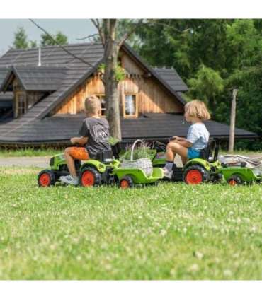 FALK Claas traktor roheline, pedaalidega, haagisega + sarv, alates 2. eluaastast