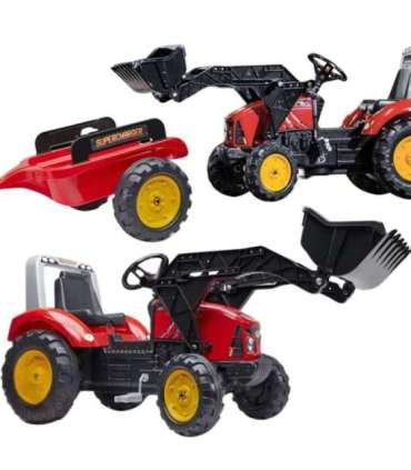 FALK Red Supercharger pedaaltraktor haagisega, alates 3. eluaastast