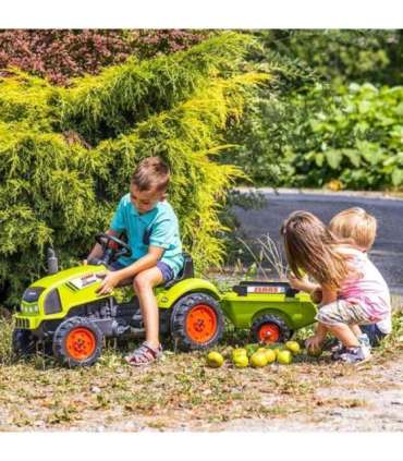 FALK Claas pedaaltraktor, roheline, signaaliga ja haagisega, sobib alates 2. eluaastast.